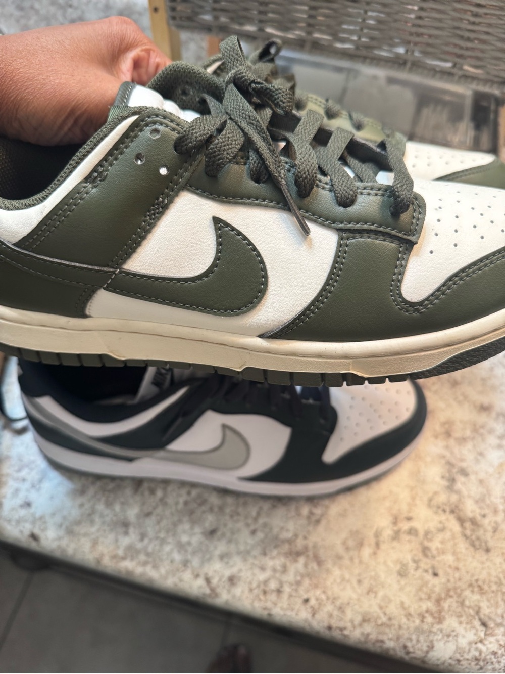 Nike Men’s Low-Top Sneakers in Olive Green and White